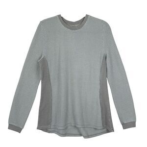 XCVI NWT Strickland Pullover Waffle Knit Top Sz M Grey Long Sleeve Tshirt Casual